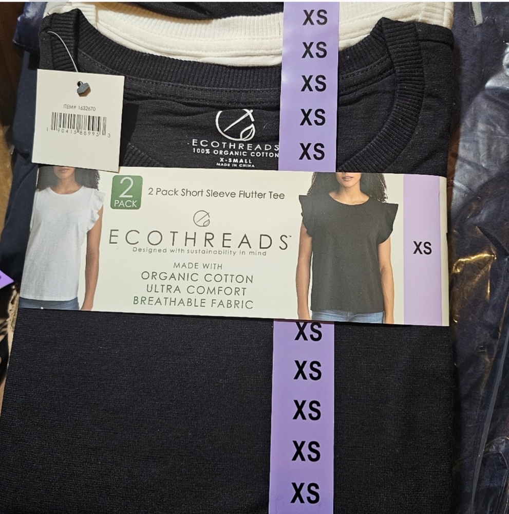 Ecothreads Women's 2-pack Flutter Sleeve T-Shirt Soft Organic Cotton…
